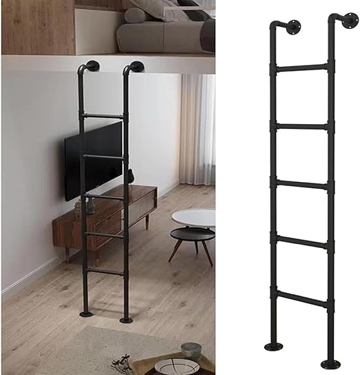 AYVADA Bunk Bed Ladder, Wall Mounted Metal Step Ladder for Attic, Exit