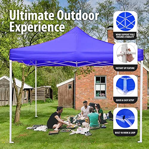 Image of ORILEY Heavy Duty Gazebo Tent 6.5 ft | 16.8 Kg Strong Frame | Foldable Pop-Up Canopy Tent with 4 Side Open | UV Protection Outdoor Folding Tent for Garden, Terrace, Events & Promotional Use (Blue)