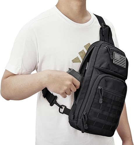 Miniatura 4 de G4Free 10L Tactical EDC Sling Bag Mochila Militar Molle Pecho Hombro Asalto Pack para transporte oculto, Negro -, Mochilas Sling