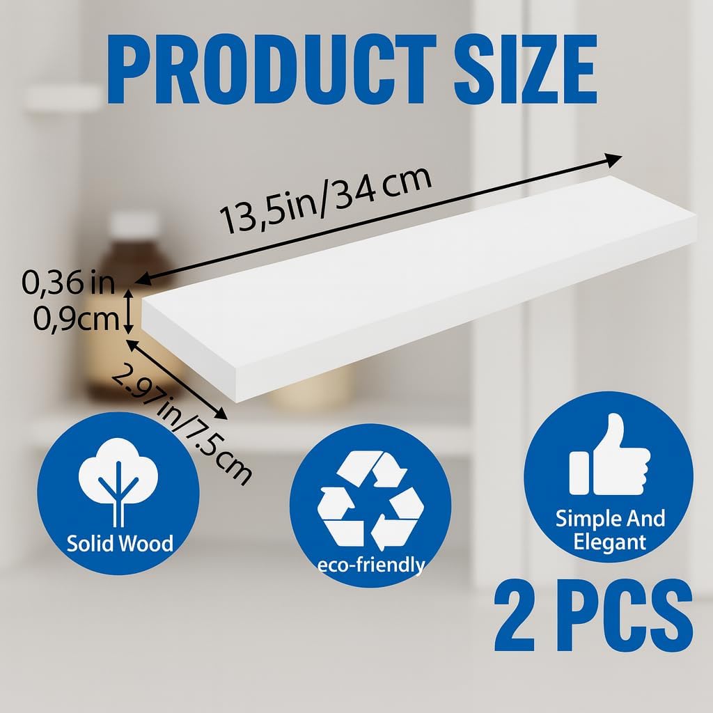 Medicine Cabinet Replacement Shelves, Wooden Bathroom Shelves, Compatible with Wall Mounted & Hanging Medicine Cabinets in Bathroom, Living Room, Kitchen (1, 13.5 inch)