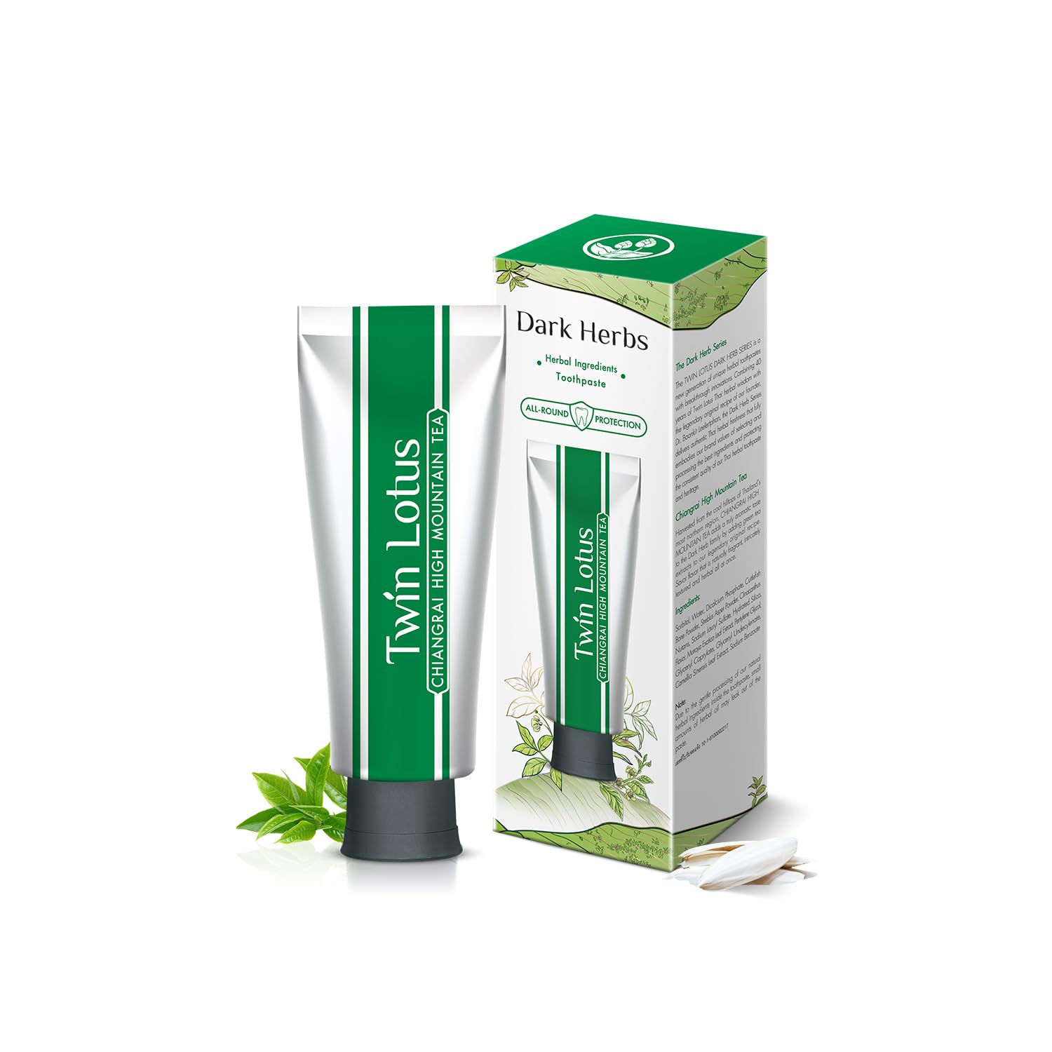 TWIN LOTUSHigh Mountain Tea Toothpaste,Peroxide Free,Fluoride Free,Non GMO，No Saccharin, Tea Tree Flavor,3.52oz 1 Pk,Helps Remove Tea, Coffee, and Wine Stains