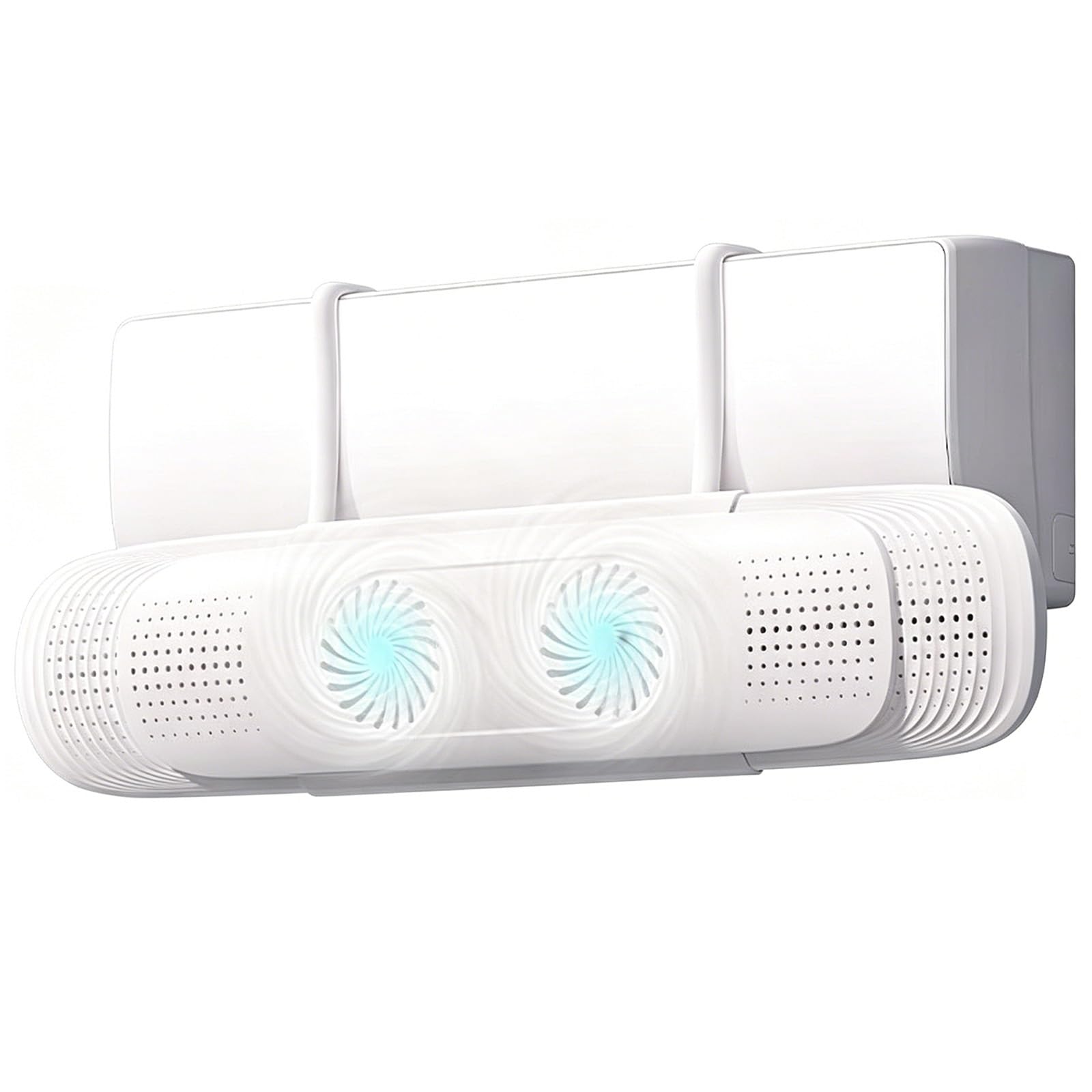AC Vent Deflector with 2 Turbine Fans, 29.1-40.2in Adjustable Air Conditioner Deflector, 180° Airflow Redirector