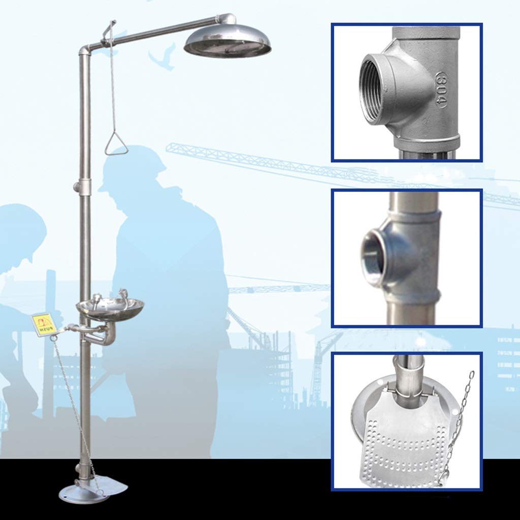 Estación lavaojos con Interruptor de Pedal, Estaciones de Ducha lavaojos de Emergencia, solución de Acero Inoxidable SS304, Ducha Facial
