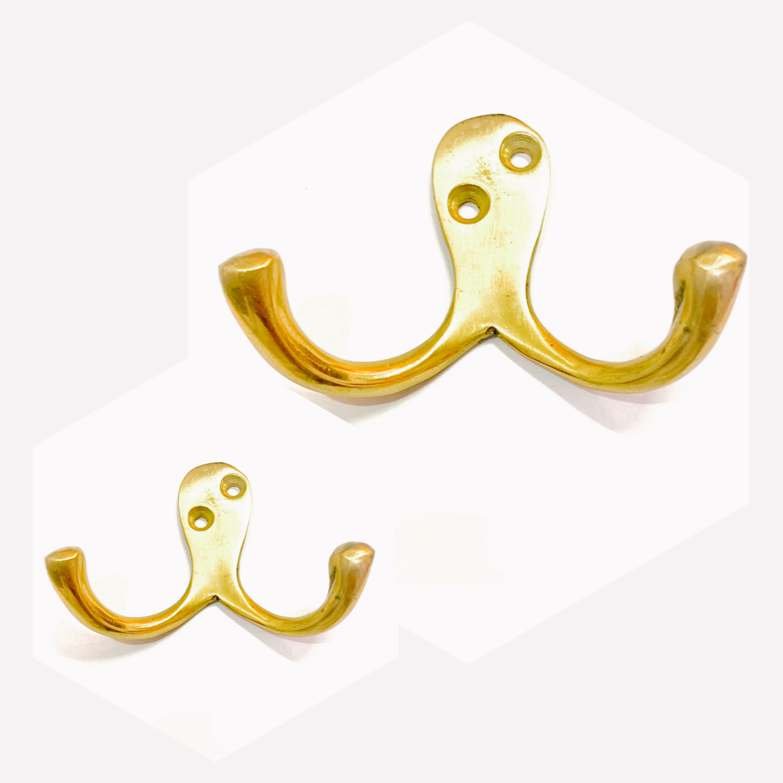 BRASK Premium Brass Double Pin Cloth Hanger, Wall Mounted Bathroom Cloth Hanger, Cloth Wall Hook, Door Hooks for Hanging Keys, Clothes, Towel (2 Inches) (Golden Satin, 2) (B0CJMKM9F6) Amazon Price History, Amazon Price Tracker