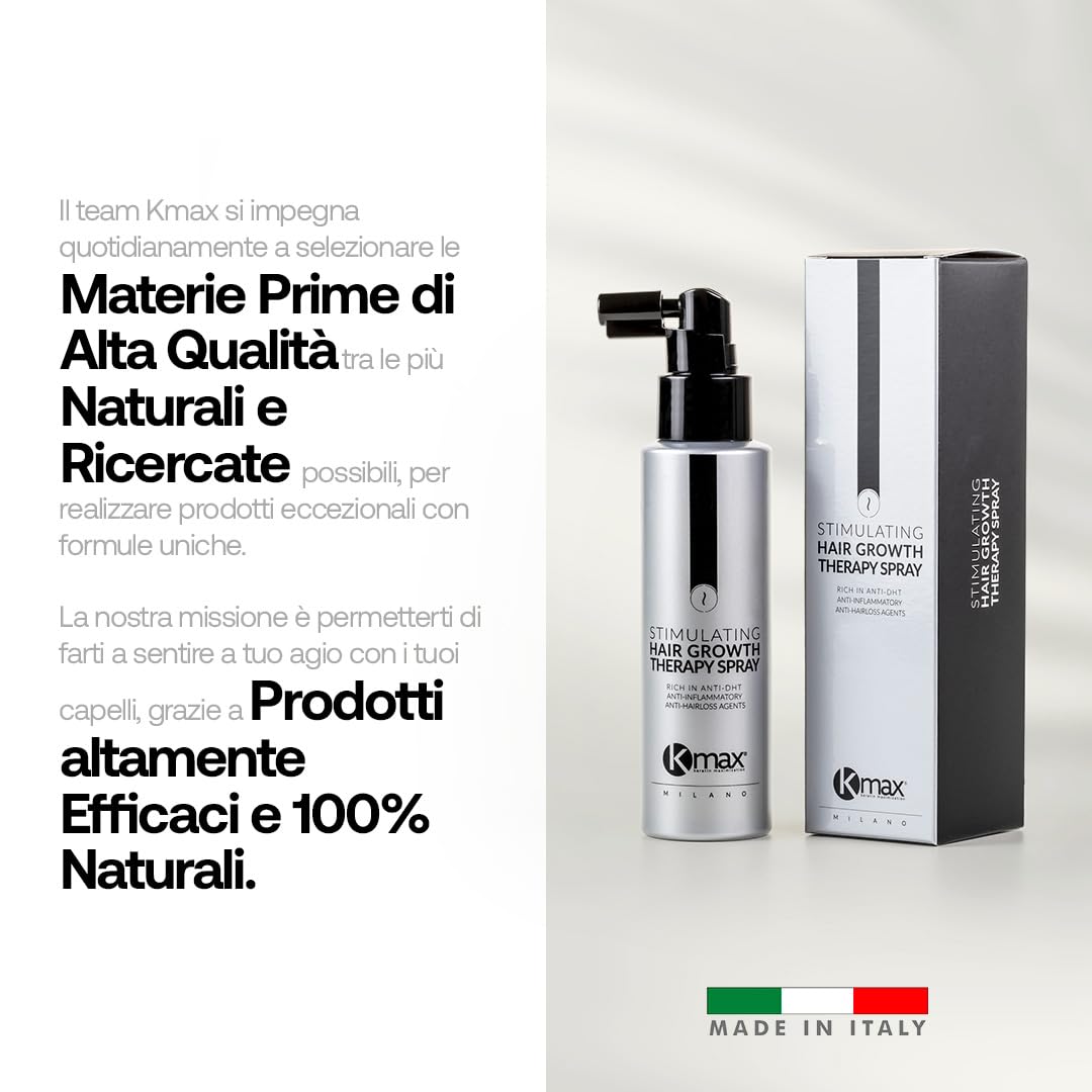 Kmax Stimulating Hair Growth Therapy Spray - Ricrescita Uomo e Donna con Azione Anti DHT, Lozione Anticaduta Capelli - Formato da 100 ml