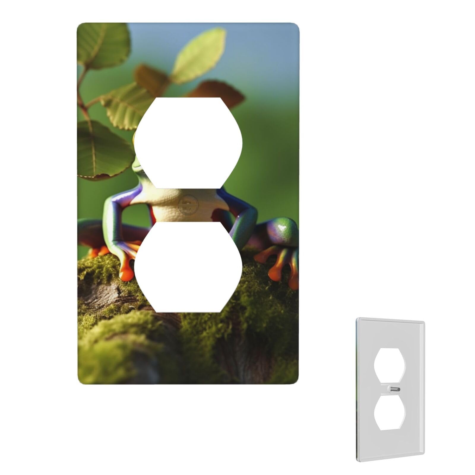 1-Gang Decorator Wall Plate Peace Frog Tree Light Switch Cover Single Gang Receptacle Wall Plate Standard Size 4.5" x 2.76" Wallplate Unbreakable Polycarbonate Outlet Faceplates Cover