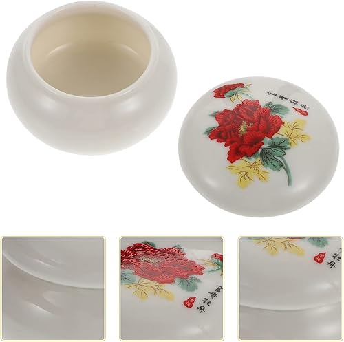Miniatura 9 de Angoily Bálsamo labial de cerámica Pot Rouge Tarros con tapas, estilo chino vintage, mini recipientes redondos para muestras de cosméticos, lata de