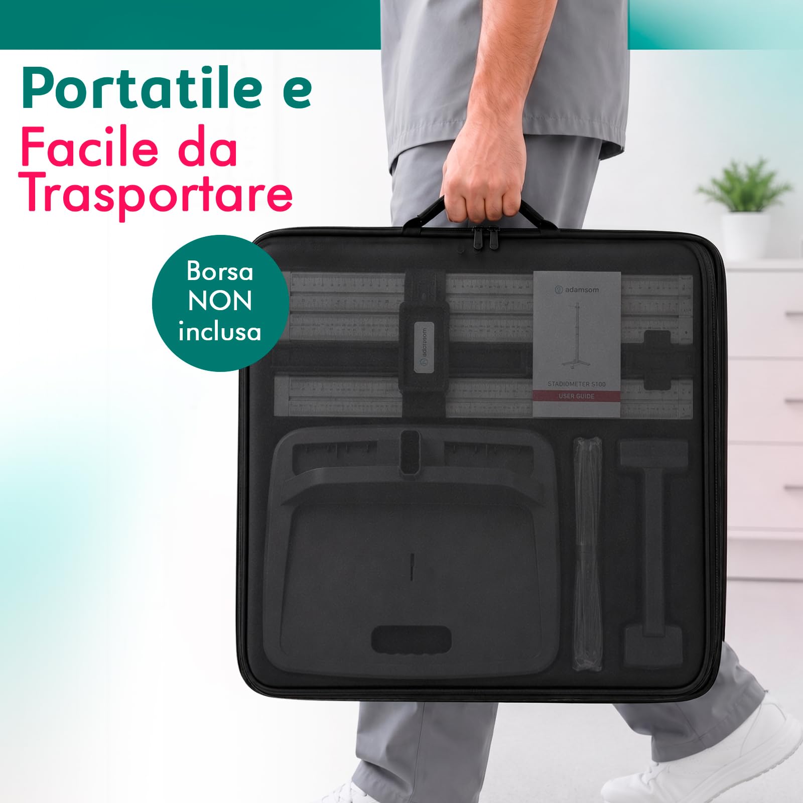 Stadiometer S100 Stadiometro Portatile per la Misurazione Dell Altezza | 20-210 CM, Autoportante per Adulti e Bambini, Uso Medico e Professionale, Struttura e Stabile, Facile da Usare