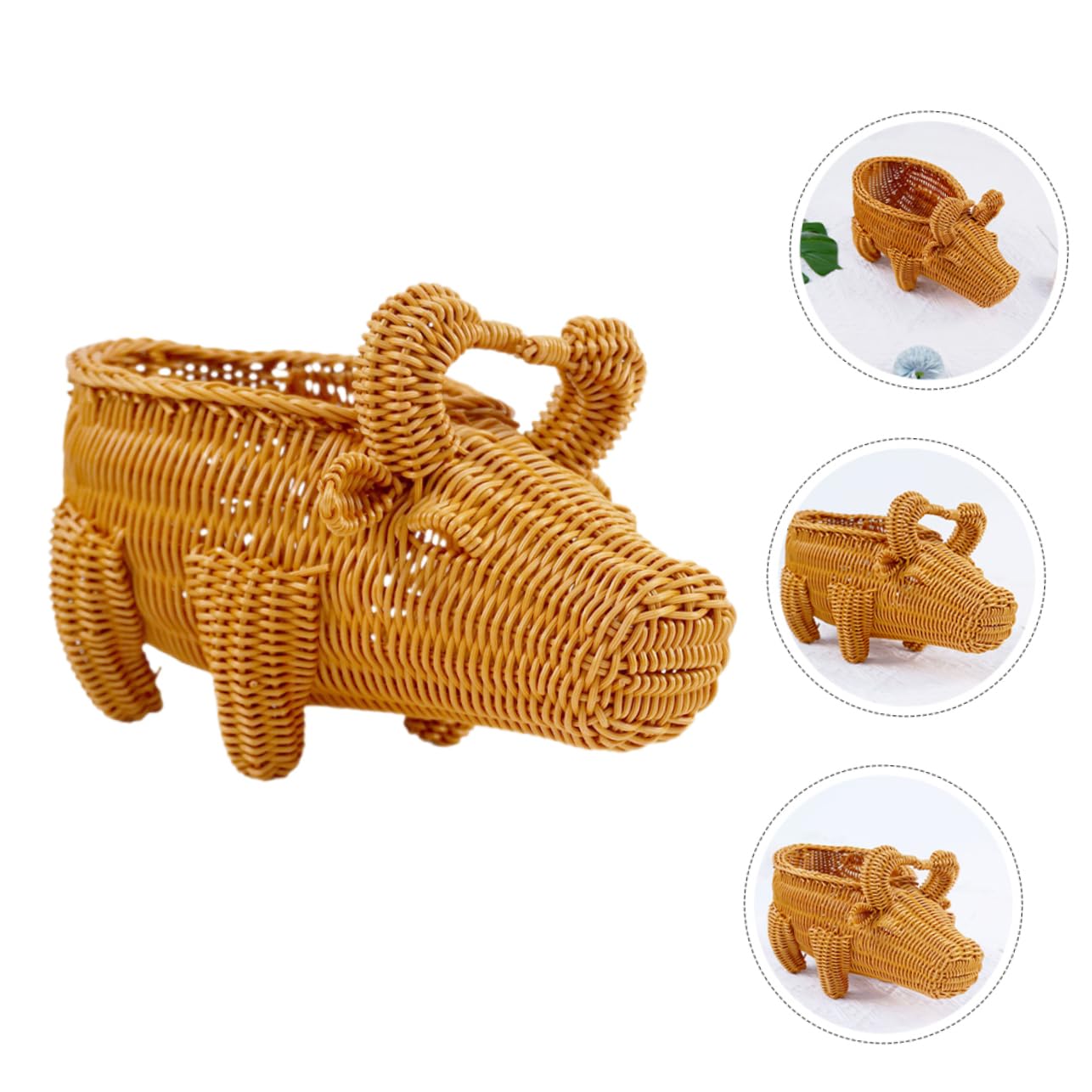 Alipis Imitation Rattan Snack Basket Large Capacity Desktop Storage Container for Home Organization Woven Serving Tray for Bread Simple Color Fine Texture