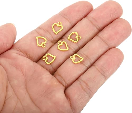 Miniatura 4 de PATIKIL 100 piezas de dije de corazón mini círculo de corazón colgante de metal a granel para hacer joyas, pulseras, aretes, collar