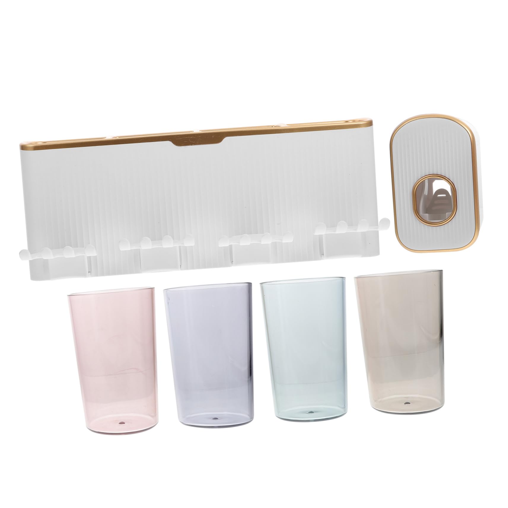 ABOOFAN Porta Spazzolini da Parete Multifunzione in Abs, Installazione senza Fori, Antiruggine, per Bagno e Dormitorio, Bianco, 4 Posti