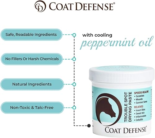 Miniatura 10 de COAT DEFENSE Trouble - Pasta de secado para caballos  Cuidado natural de heridas equinas que proporciona un alivio seguro y eficaz de arañazos,