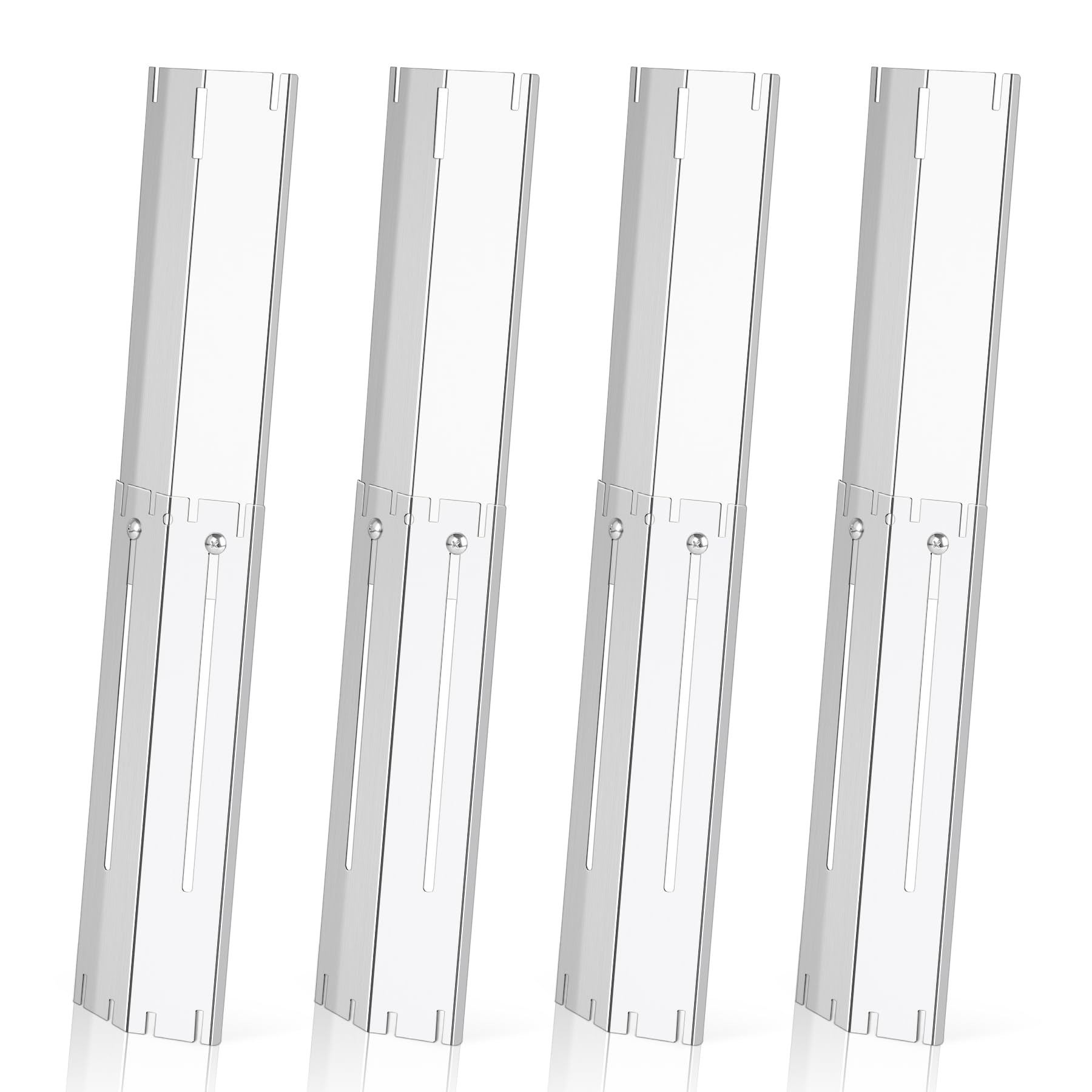 Universal Stainless Steel Adjustable Grill Heat Plates Heat Tents Heat Shields Grill Burner Cover,Compatible with Charbroil, Nexgrill, Brinkmann, Dyna Glo etc.,Extends from 11.75" up to 21" L, 4 Pack