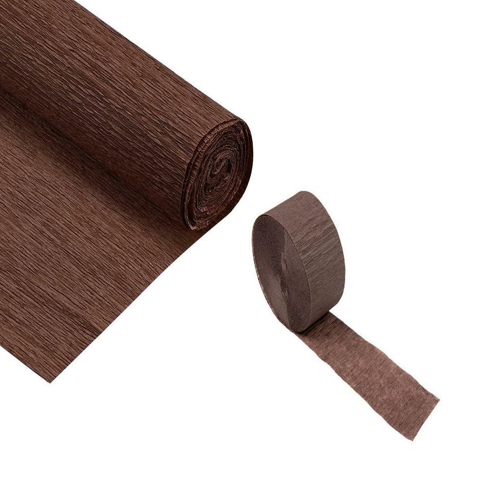 Party Crave Crepe Paper Streamer Ribbon Roll (93 inch/7.5 Ft.) for Birthday/Wedding Anniversary/Party & Event Supplies/Baby Shower & Many More Special Occasions(6pc) (Brown)
