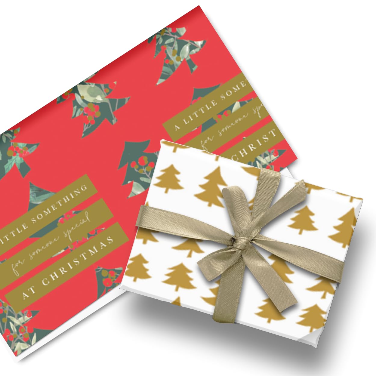 Glick Luxury Christmas Folded Wrap (3 Sheets) Christmas Trees Wrapping Paper, Red
