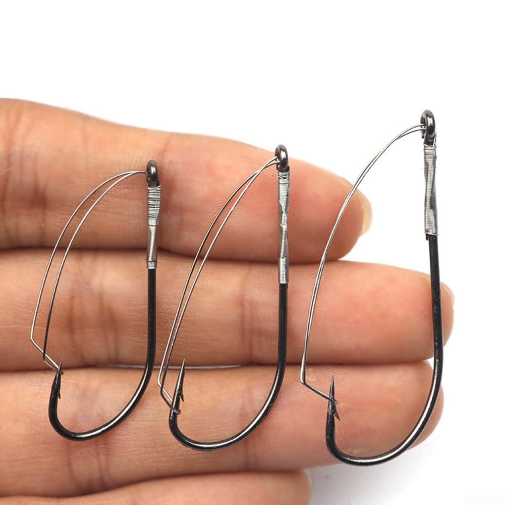 Ganci Neri Ami Da Pesca Wacky Rig 30 Ami Da Pesca Senza Erbacce - Per Wacky Rig E Drop Shot, Acciaio Al Carbonio, Pesca In Acqua Dolce E Salata 30 Ami Weedless Wild Hog