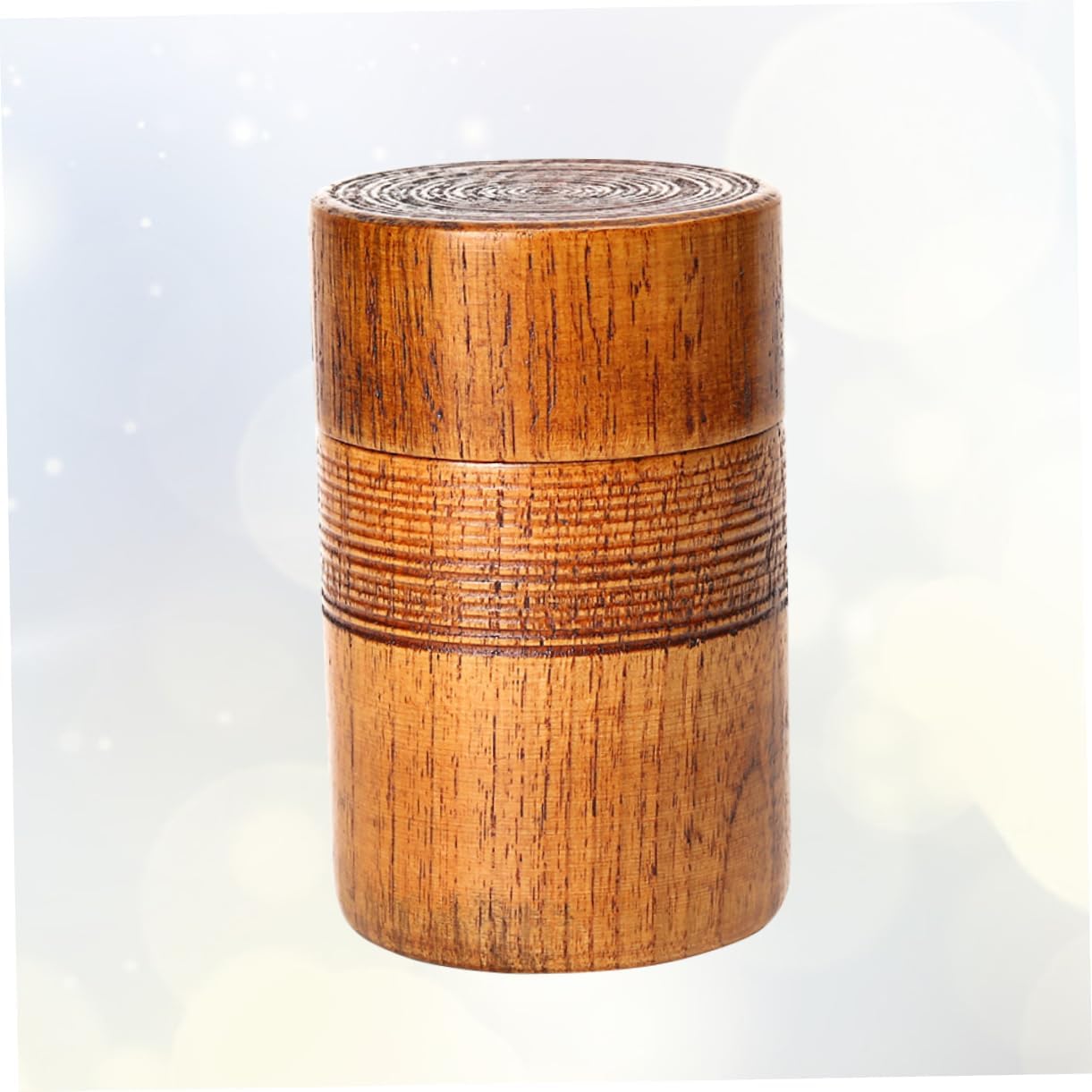BESTOYARD Classical Chinese Style Wooden Tea Canister - Round Sealed Wood Container for Tea Storage Dry Food Organizer for Home Restaurant Hotel Use 4.72X2.95X2.95In