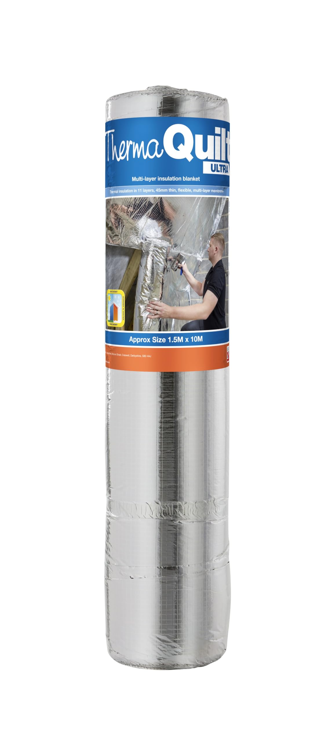 YBS ThermaQuilt Ultra Multifoil Insulation Roll | 1.5M x 10M | Effective 2 in 1 Insulation and Vapour Control Membrane | Reduces Risk of Condensation | Thermal Reflective Insulation Foil