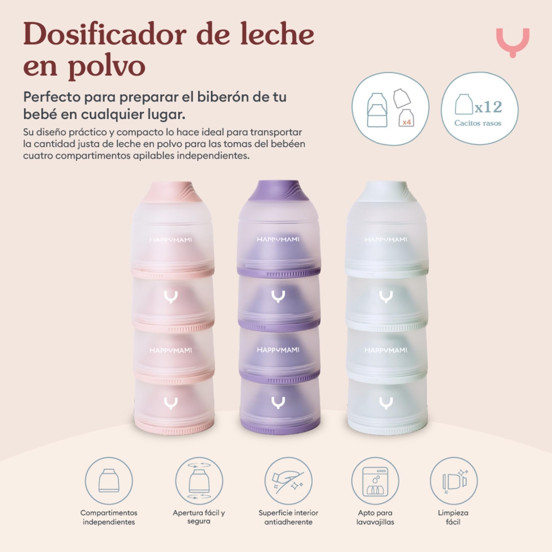 Happymami, Pack 2 Biberones Personalizables + Termo + Dosificador - Set Regalo Recién Nacido - Kit Alimentación Anticólicos y Sin BPA, creado por matronas