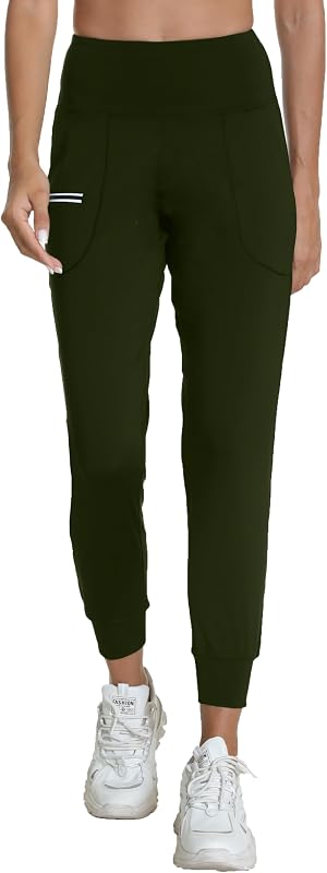 Pantalones de chándal de entrenamiento con bolsillos de secado rápido para mujer | Mallas zapatillas Tapered Lounge Pants para senderismo, yoga y running