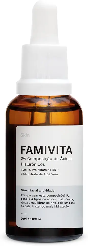 Sérum Ácido Hialurônico O sérum facial anti-idade com 2% de Ácidos Hialurônicos, Pró-Vitamina B5 e Aloe Vera para uma pele mais hidratada (30ML)