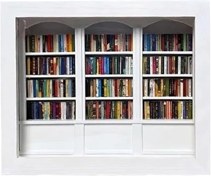 GYMNASTIKA Anxiety Relief Toy Wooden Mini Bookshelf Organizer for Home Office Decor Miniature Library Sensory Stress Desktop Decorative Bookcase Unique Book White