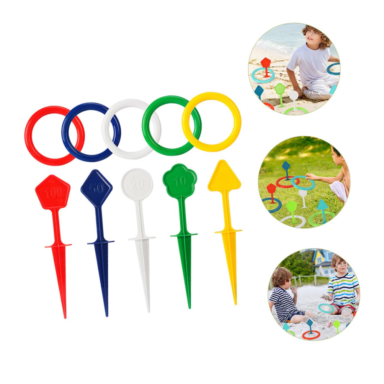 HEMOTON 1 Set Outdoor Ring Toss Game for Family Fun Develop Hand Eye Coordination Parent Interaction for Beach Park Backyard Activities