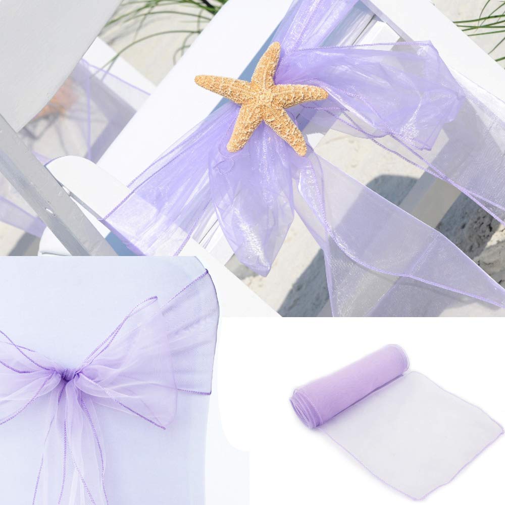 Stuhlschärpen aus Tüll, staubblau, Organza-Stuhlschleifen für Hochzeit, durchsichtige Stühle, Krawatten für Party, Bankett, Restaurant, Jahrestag, Weihnachten, Veranstaltungen, Dekorationen, 50 Stück