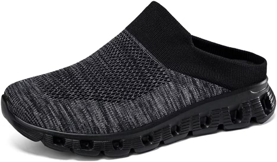 Jakcuz Men Backless Sneakers Breathable Mule Cushion Open Back Casual Slippers for Men