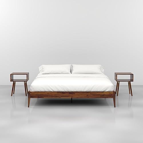 Miniatura 165 de Bme Dinkee - Base de cama de tamaño matrimonial sin cabecera, 15 pulgadas, minimalista y moderna, madera de acacia, 12 listones de madera para