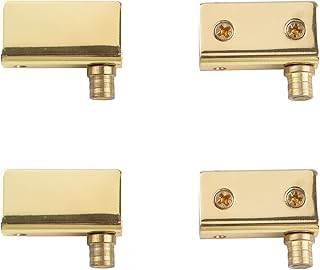 Pivot Hinge, 4Pcs Frameless Glass Door Gold Pivot Hinges Stainless Steel Glass Cabinet Door Clips with Pin Adjustable Clamp Hinge Replacement Kit for 3-8mm Free-Swinging Glass Door