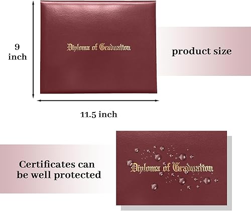 Miniatura 3 de Happy Secret Soporte de diploma impreso para certificado 8.5 x 11 pulgadas, cubierta de diploma de cuero liso (granate)