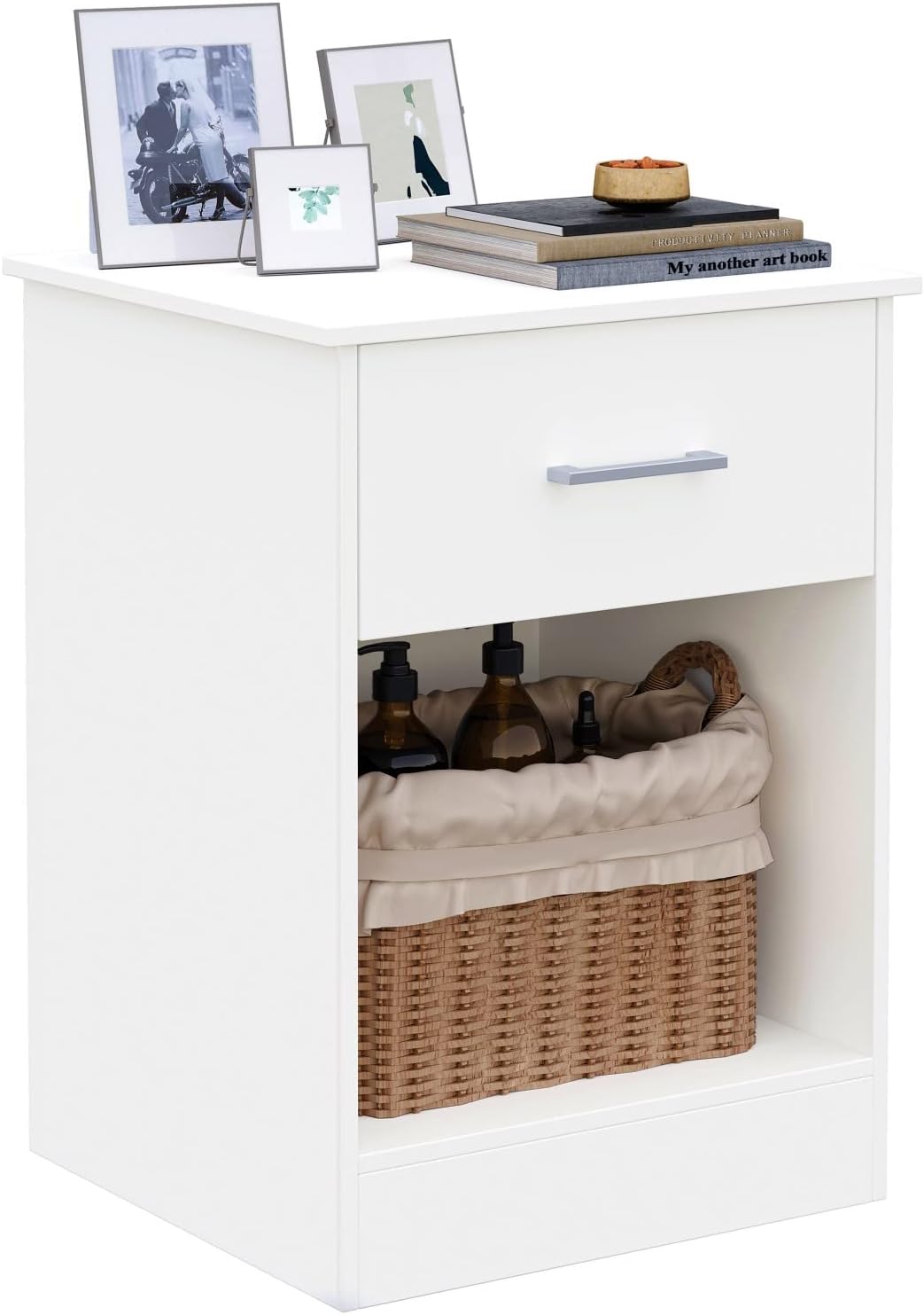 Reettic Wooden Nightstand Set of 2, End Table with Sliding Drawer and Opening Shelf, Sofa Side Table for Bedroom, Black RCTG101B02 : Home & Kitchen