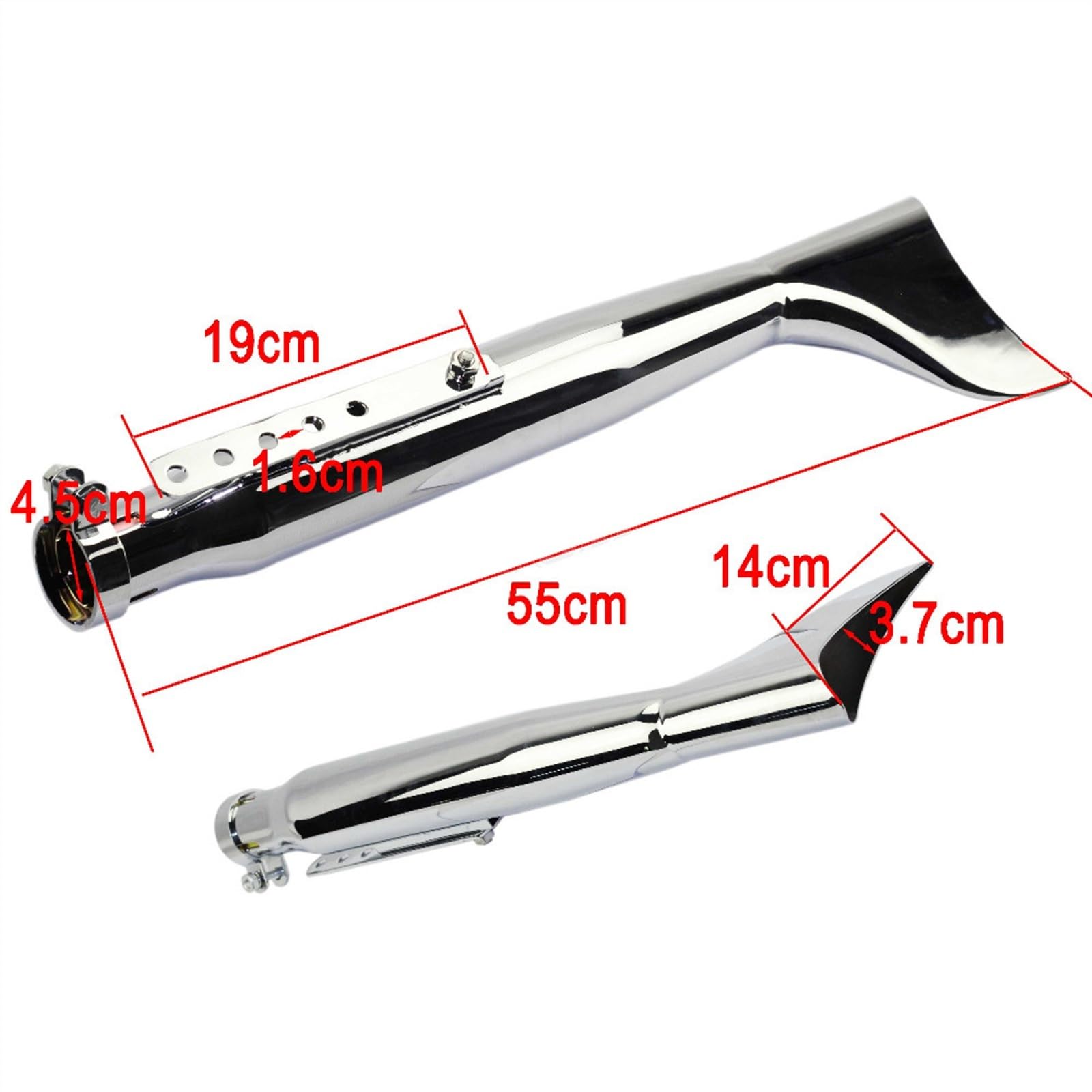 Moto Per Harley Touring Softail Chopper Bobber Chrome Fishtail Silenziatore Di Scarico 550mm Moto Silenziatore Tubo (Color : Left)