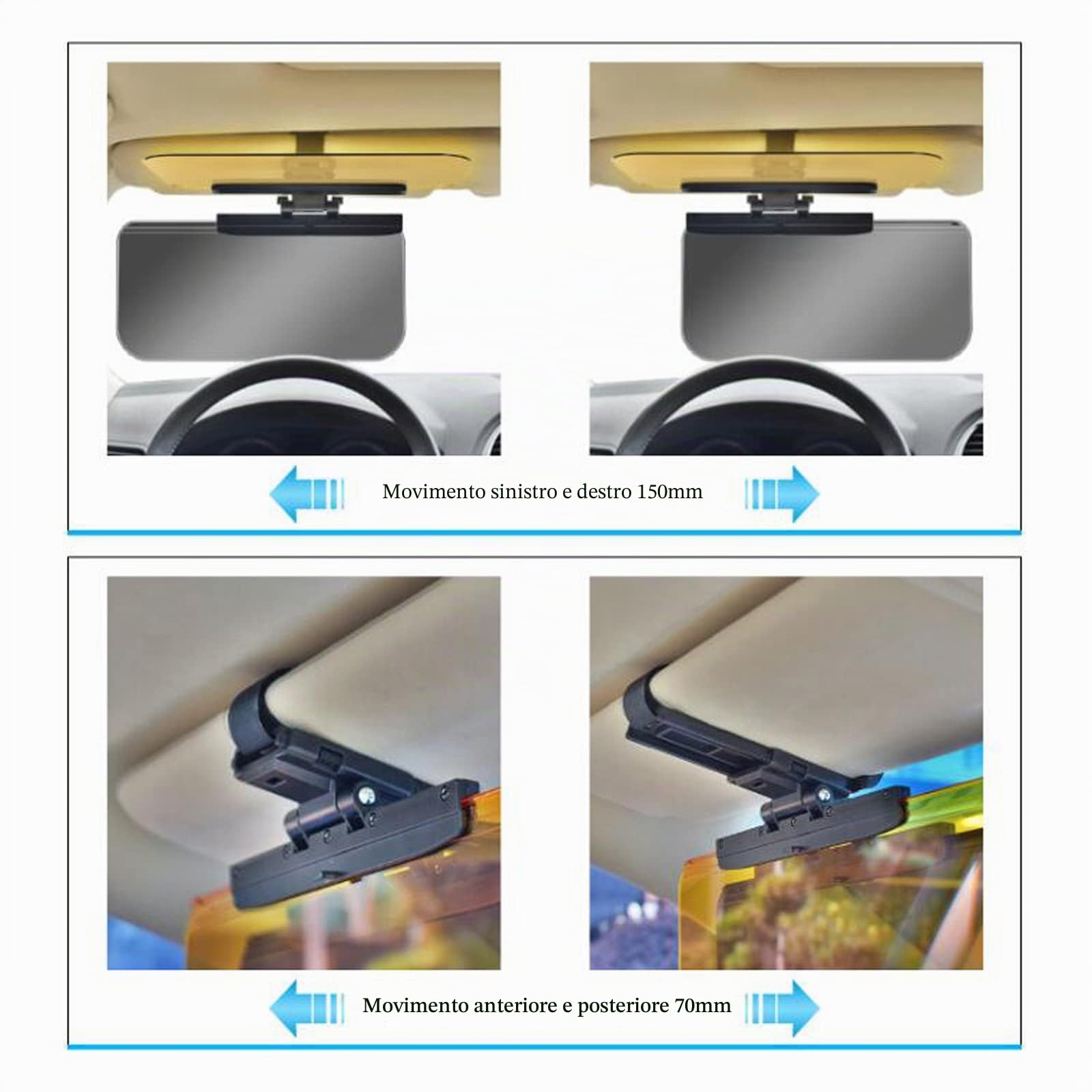 Visiera per Auto Visiera Parasole Multifunzionale Regolabile Antiriflesso e per Cecità ai Raggi UV e Neve Parasole per una Guida Sicura di Giorno o di Notte, Tipo Universale per Auto