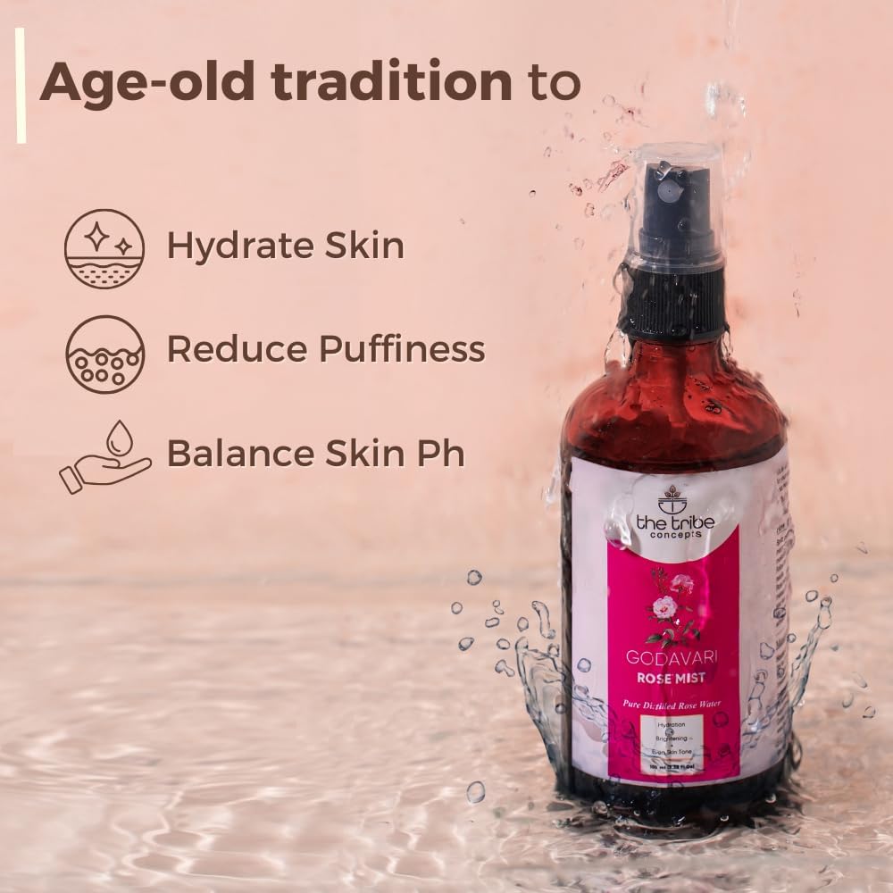 The Tribe Concepts Godavari Rose Mist Face Toner, Pure Distilled Rose Water for Hydration, Brightening Even Skin Tone - 100 ml Pack of 1 Standard - Image 2