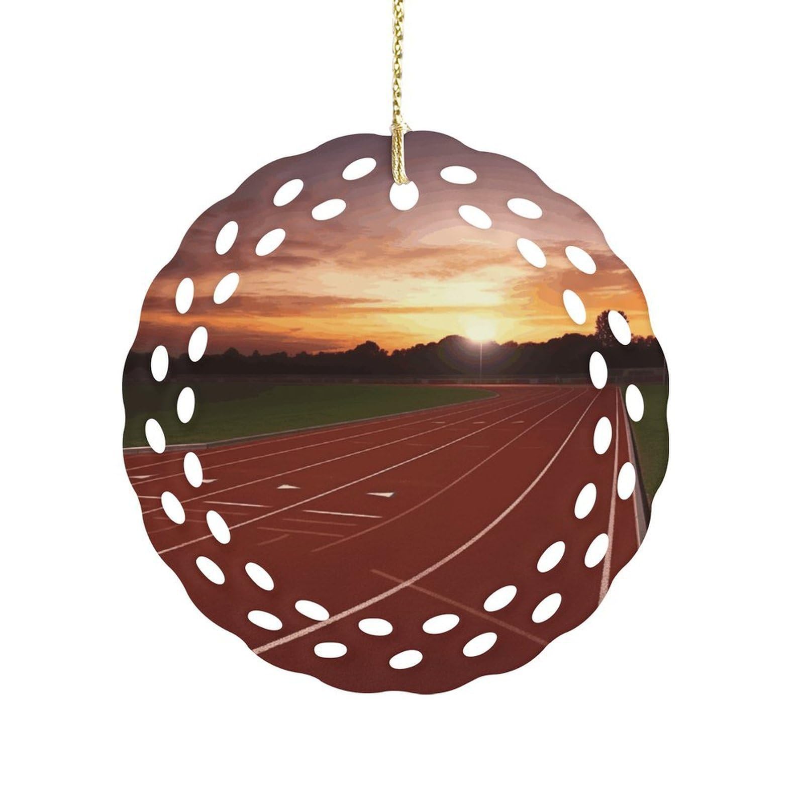 Fodpand Women's Style Dusk Running Track Ceramic Ornament For Home Decor 3.2" Round Tree Decoration Christmas Ornaments For Men Double-Sided Design
