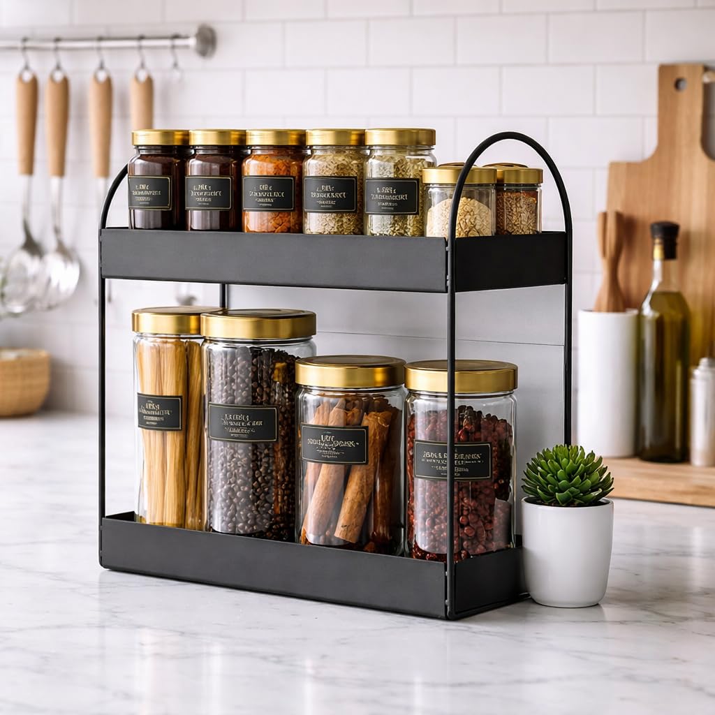Iron 2-Tier Countertop Organizer Rack | Multipurpose Storage Shelf for Kitchen, Bathroom & Home | Tiered Shelf Stand, Space Saving Design-image-20