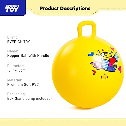 Miniatura 2 de EVERICH TOY Bola amarilla de la tolva de 18 pulgadas para el patrón del corazón de los niños