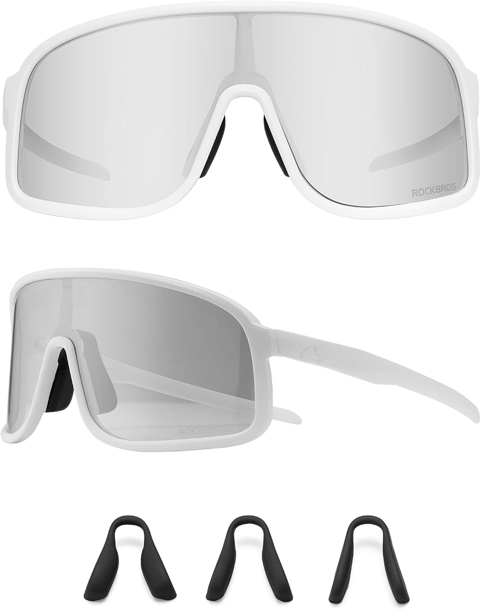 ROCKBROS Photochromic Sports Sunglasses UV400 Lightweight | Photochromic Adaptive Lens, 0.99oz Ultralight, UV400 Full Protection, for Cycling Running Hiking Fishing, Men Women