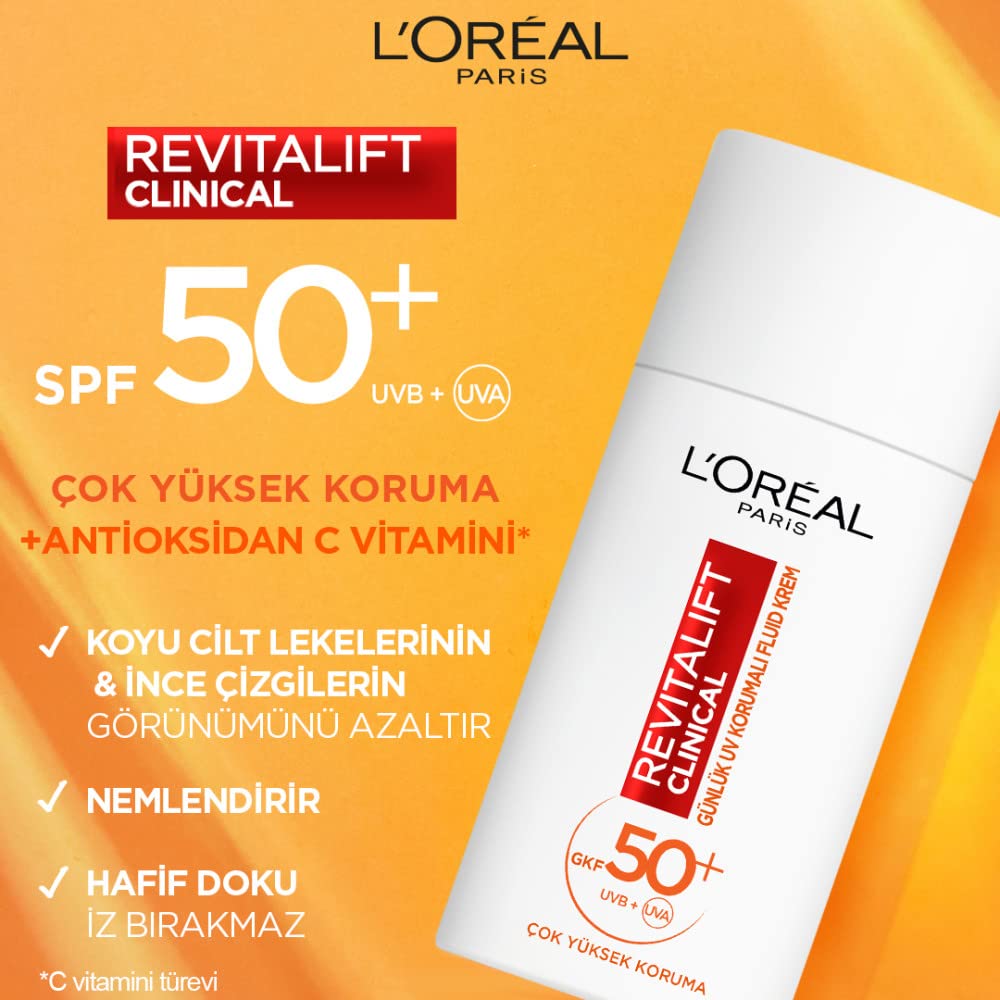 L’Oréal Paris Revitalift Clinical%12 Saf C Vitamini Aydınlatıcı Serum & Spf 50+ Uv Korumalı Yüz Güneş Kremi 50ml