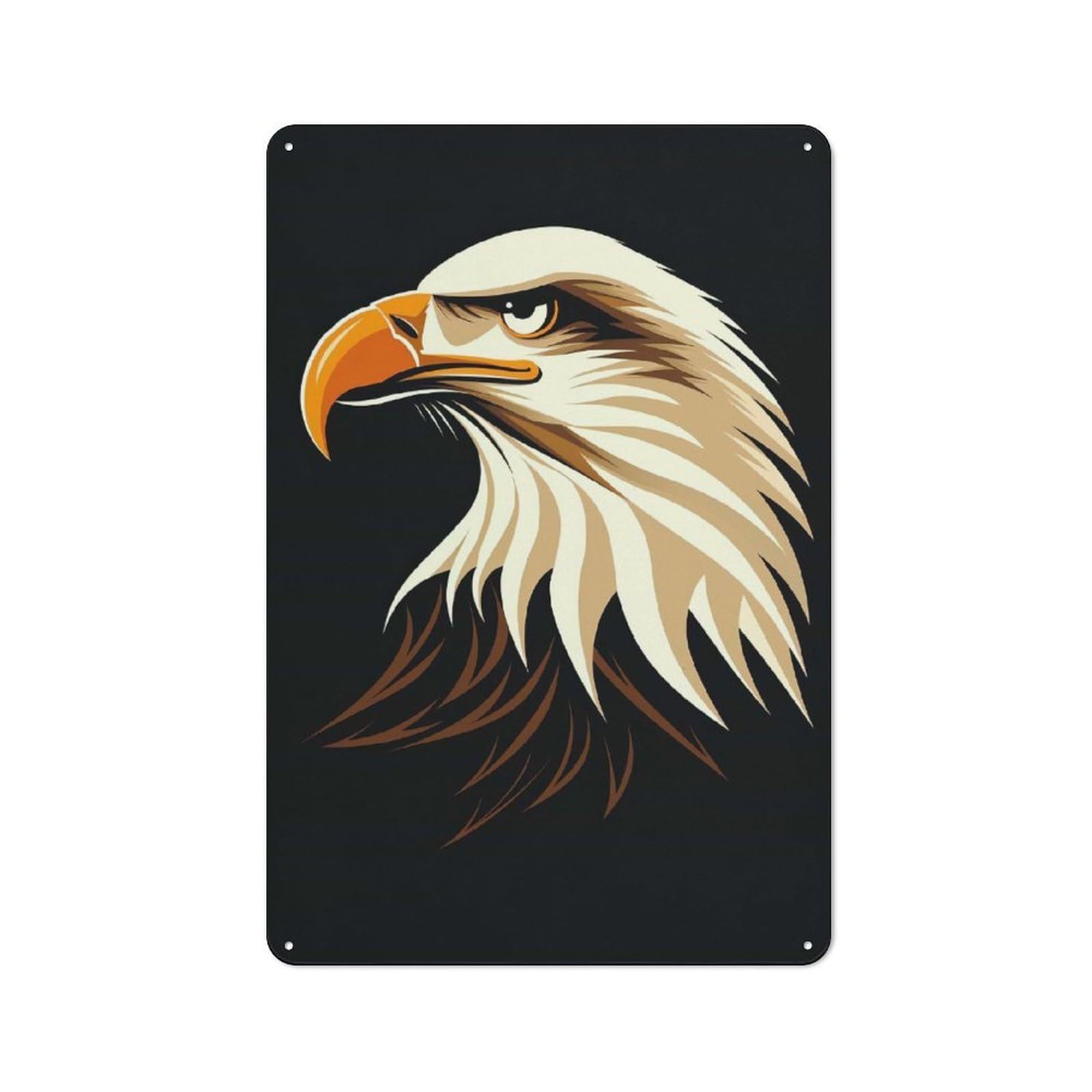 Junmoney Majestic Eagle Vector Portrait With Sharp Gaz Metal Wall Sign 30X20cm Featuring E For Garage Or Workshop, Suited To Diy Enthusiasts