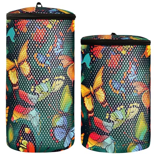 Set di 2 sacchetti per il lavaggio delle scarpe da ginnastica borsa per la pulizia per lavatrice motivo farfalle colorate 1 taglia Motivo con 1