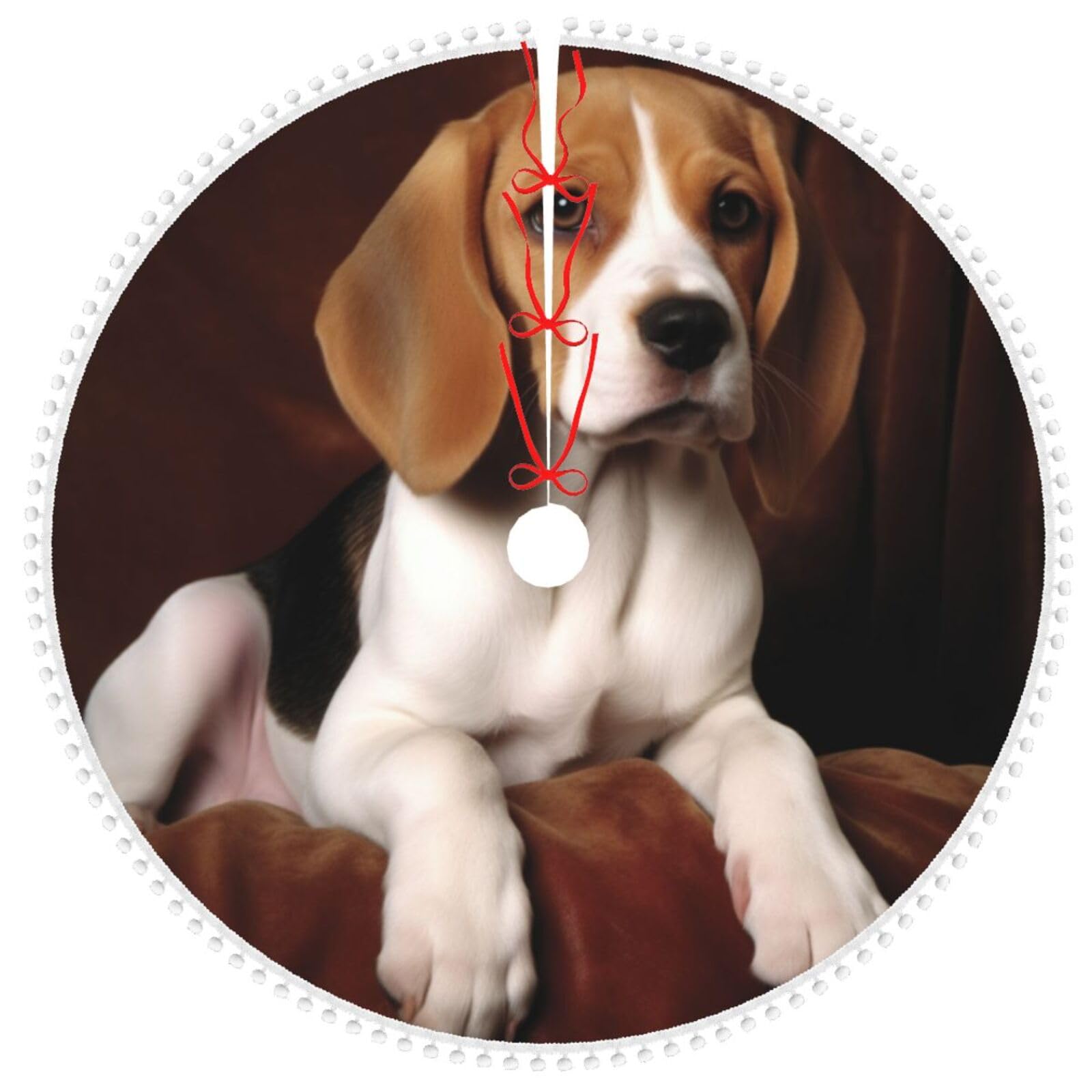 Jupe de sapin de Noël beagle Ovely tapis double couche 122cm
