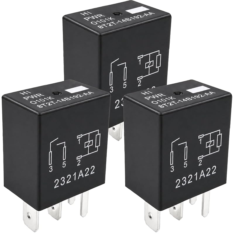 Relé automotivo Sonzrod 12 V DC 30 A 4 pinos SPST 8T2T-14B192-AA – Kit com 3 unidades