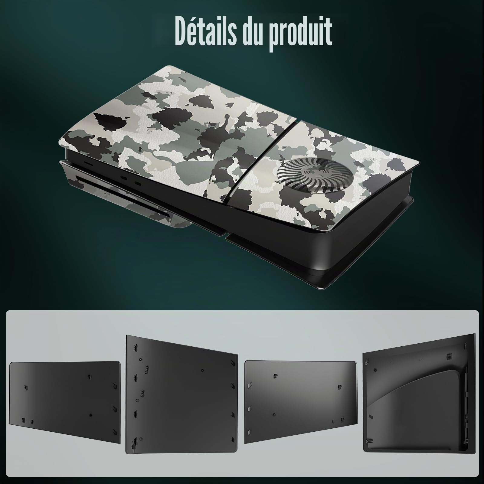 Façades pour PS5 Slim Disc Edition, Camouflage ABS Anti-rayures Anti-poussière Coque de protection de remplacement pour PlayStation 5 Slim Accessoires