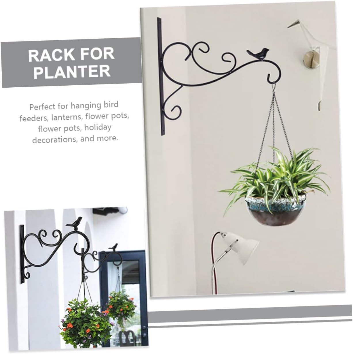 Outdoor Hanging Basket Hook Wall Flower Basket Bracket Iron Plant Hanger for Balcony