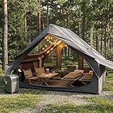 Inflatable Camping Tent for 4-6 Person, with Electric Air Pump, 4 Season Waterproof Windproof, Clear Skylight & 420D Oxford Waterproof, Air Tent with Mesh Windows/Doors