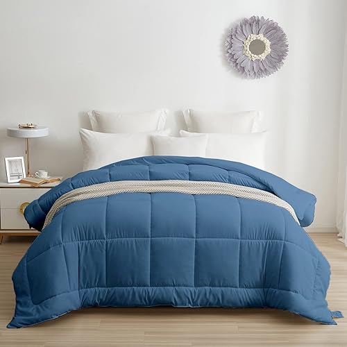 Miniatura 19 de Edredón alternativo para todas las estaciones Matrimonial 82 x 86 pulgadas, tamaño 1 pieza, relleno de edredón de microfibra con 4 pestañas