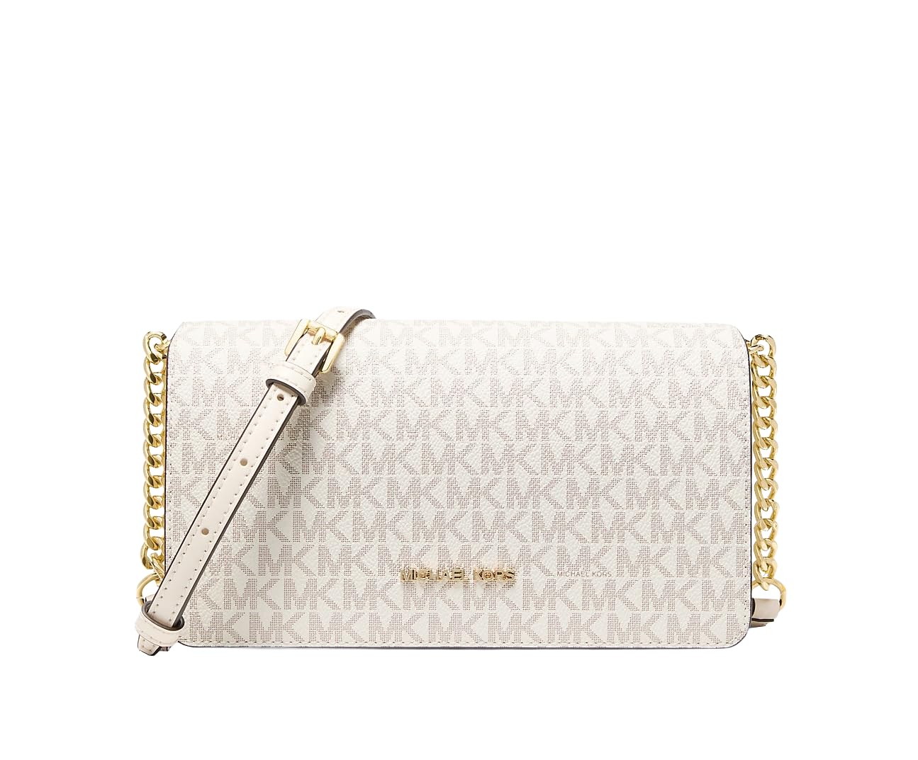 Michael Kors Jet Set - Bolso cruzado con logotipo Signature Light Cream Multi